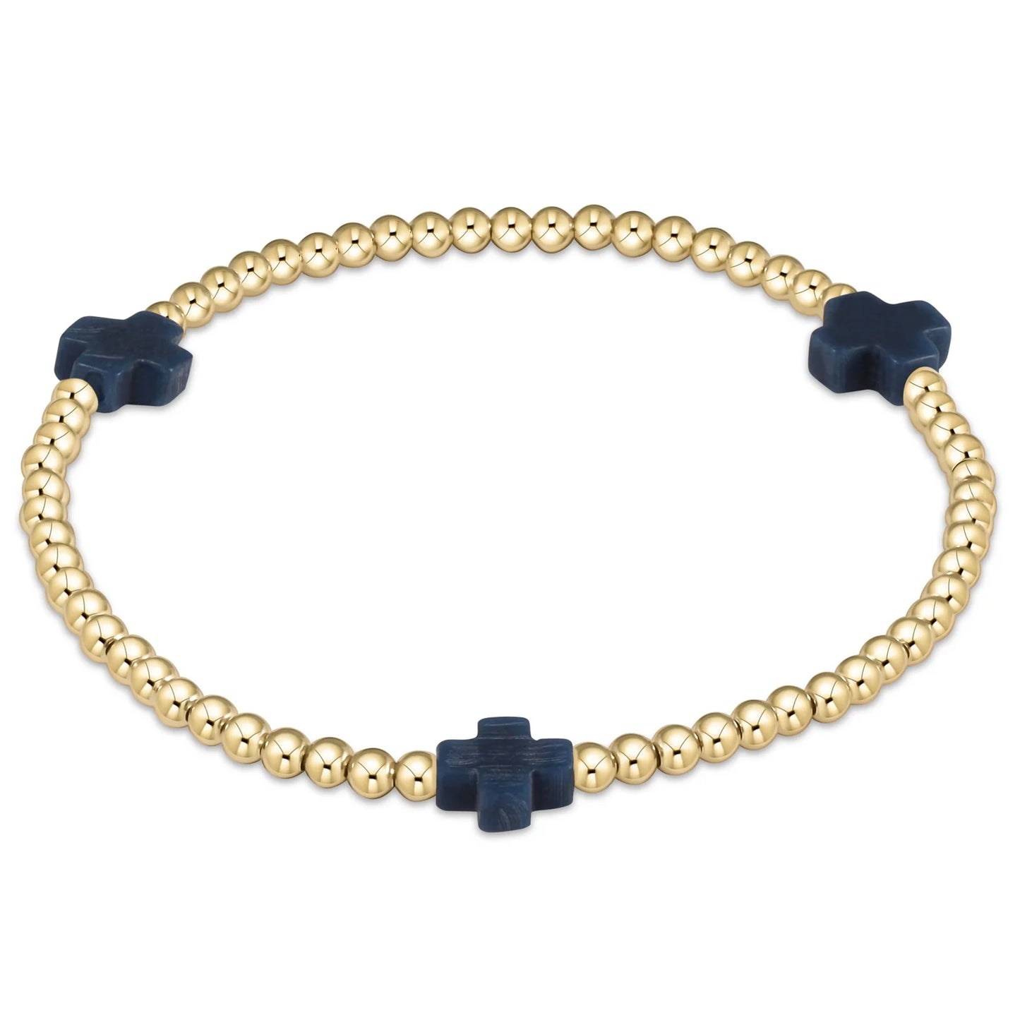 Enewton Signature Cross Gold Pattern 3mm Bead Bracelet