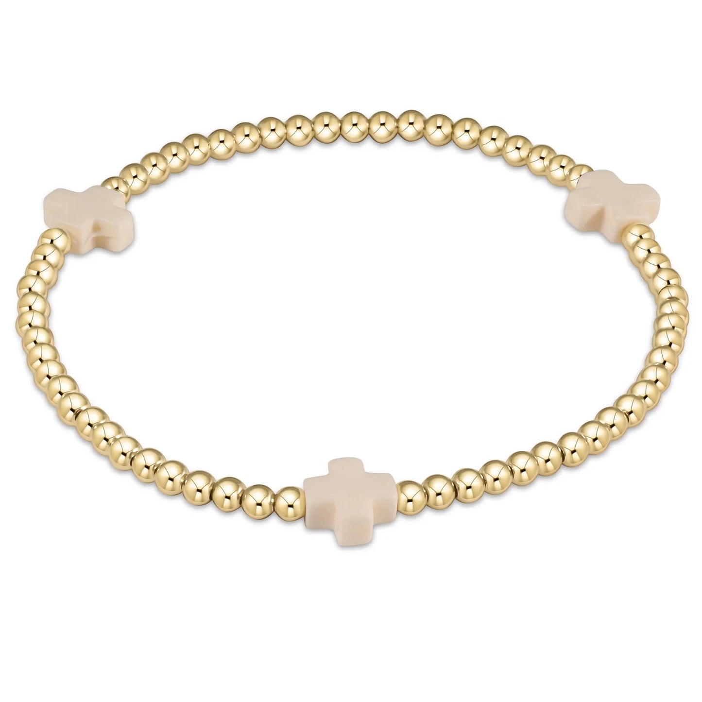 Enewton Signature Cross Gold Pattern 3mm Bead Bracelet