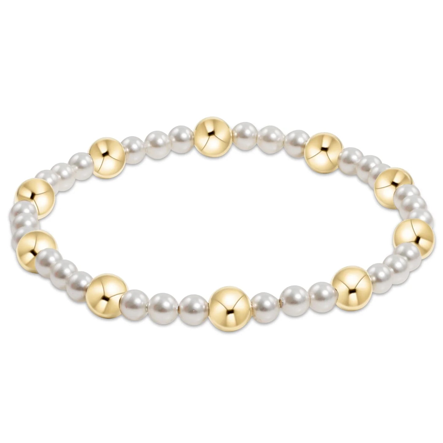 Enewton 4mm Pearl Sincerity Pattern 6mm Gold Bead Bracelet