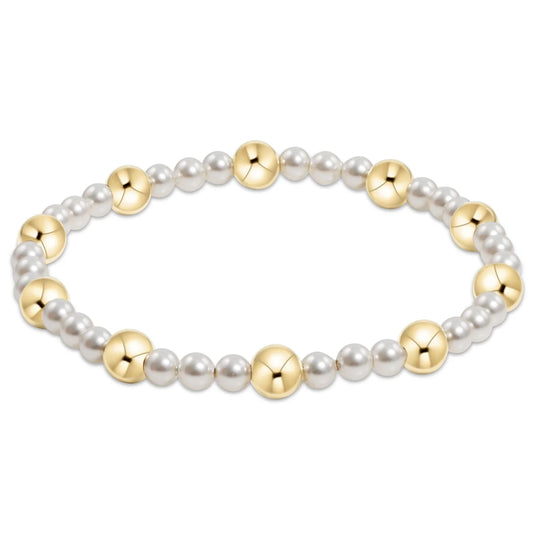Enewton 4mm Pearl Sincerity Pattern 6mm Gold Bead Bracelet