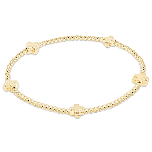 Enewton Signature Cross Small Gold Pattern 2mm Bead Bracelet