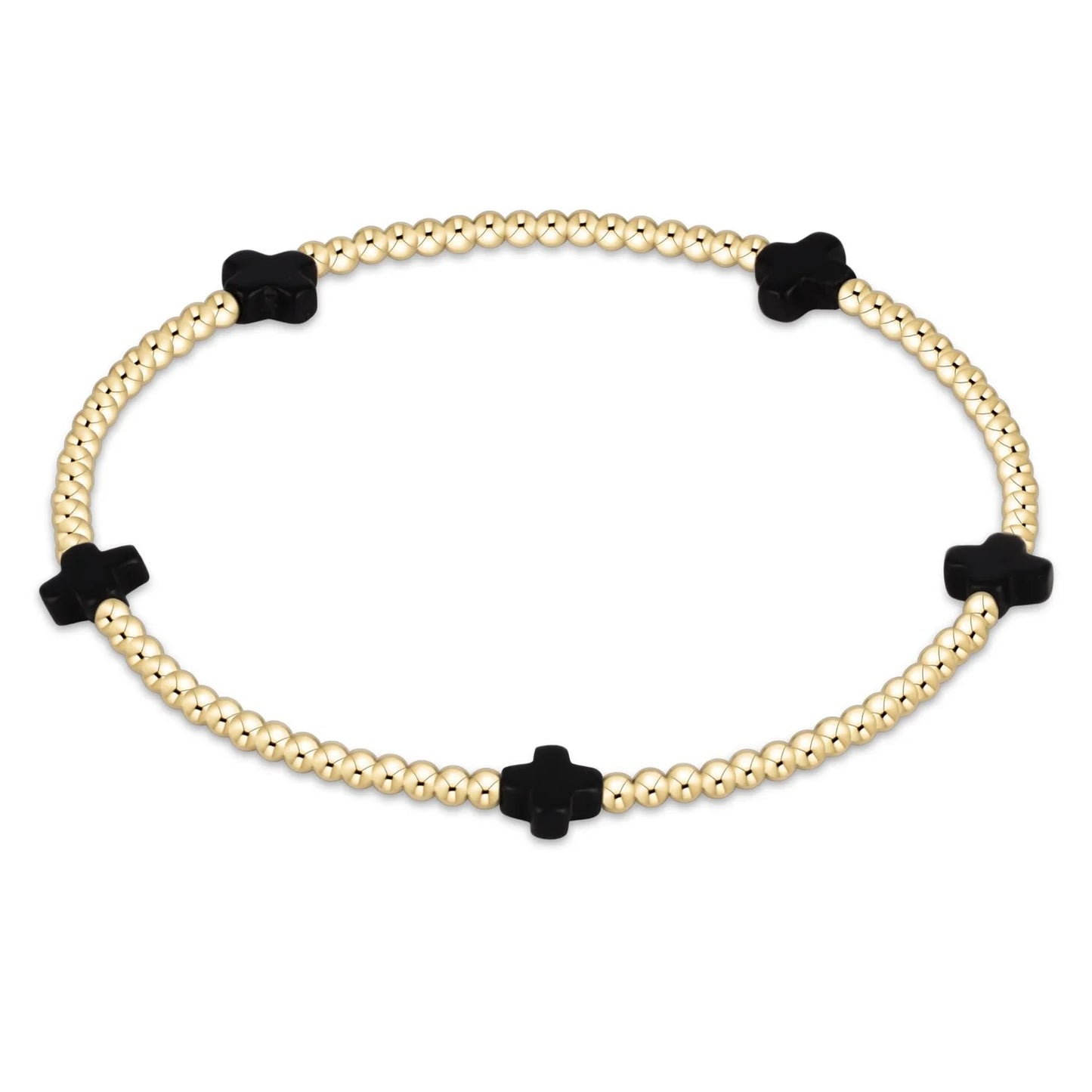 Enewton Signature Cross Small Gold Pattern 2mm Bead Bracelet