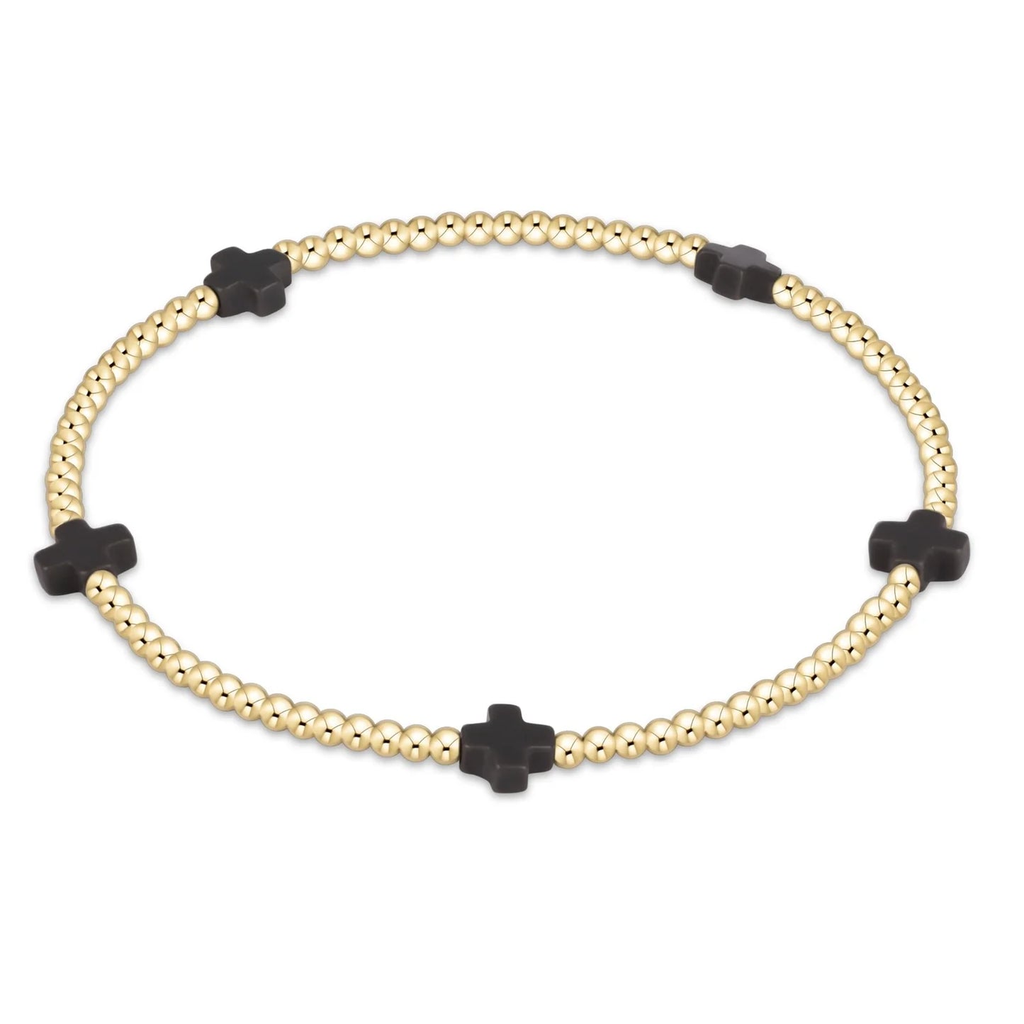 Enewton Signature Cross Small Gold Pattern 2mm Bead Bracelet