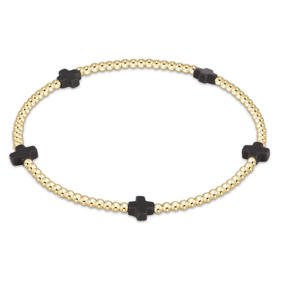 Enewton Signature Cross Small Gold Pattern 2mm Bead Bracelet