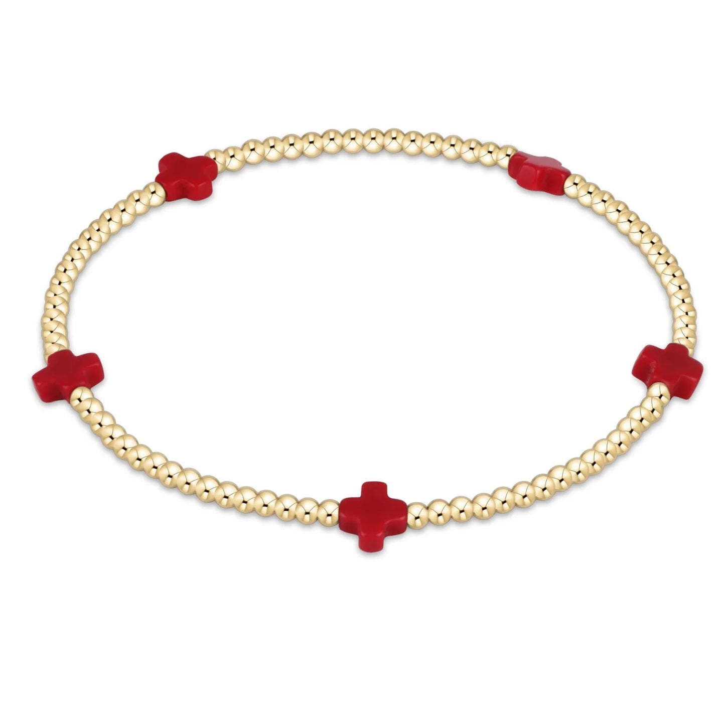 Enewton Signature Cross Small Gold Pattern 2mm Bead Bracelet