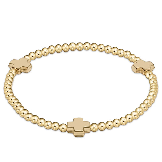 Enewton Signature Cross Gold Pattern 3mm Bead Bracelet