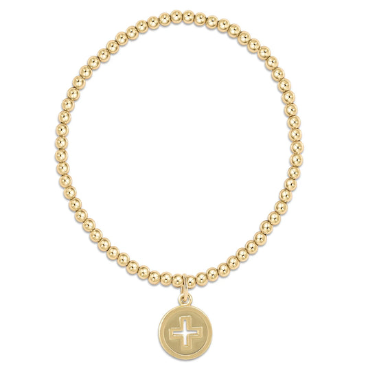 Enewton Classic Gold 3mm Bead Bracelet + Signature Cross Gold Disc