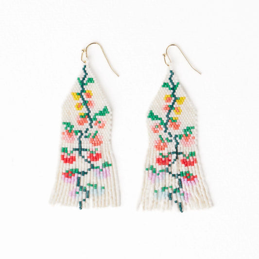 Delilah Floral Beaded Fringe Earrings