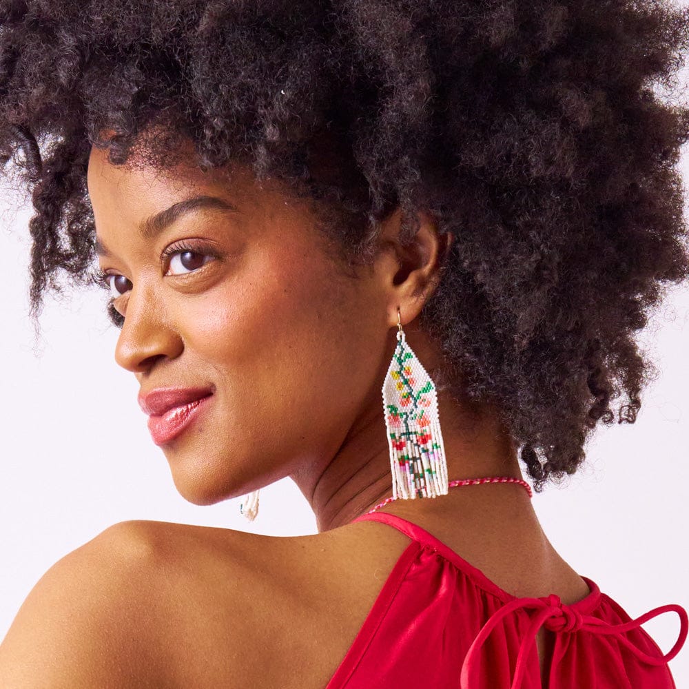 Delilah Floral Beaded Fringe Earrings