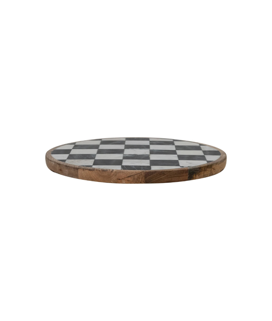Marble Checkered Lazy Susan