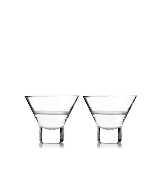 Raye™ Heavy Base Stemless Crystal Martini Glasses