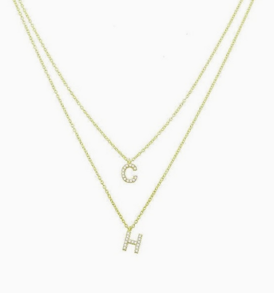 Custom Double Layered Initial Necklace