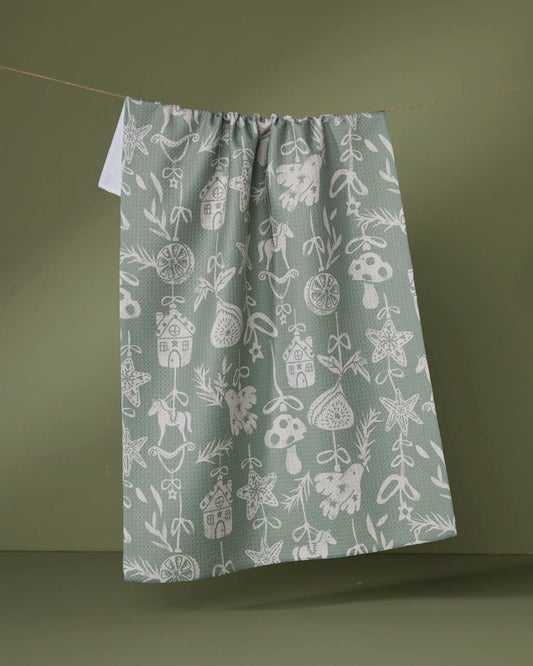 Geometry Cozy Ornaments Tea Towel