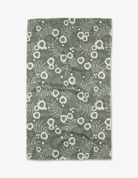 Geometry Savannah Green Tea Towel