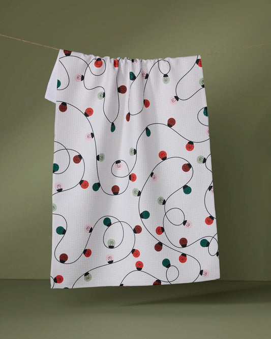 Geometry Holiday Lights Tea Towel