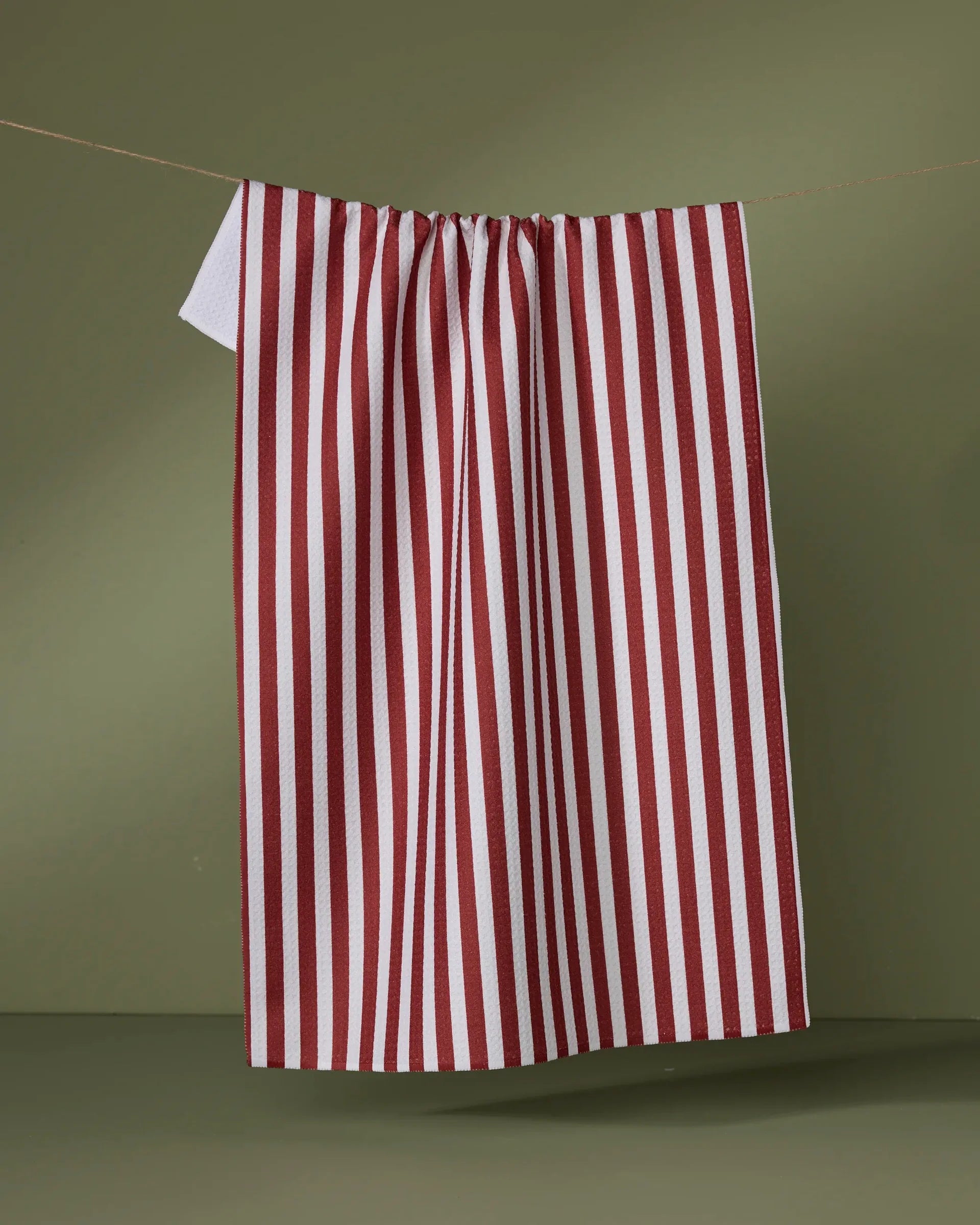 Geometry Ribbon Red Tea Towel