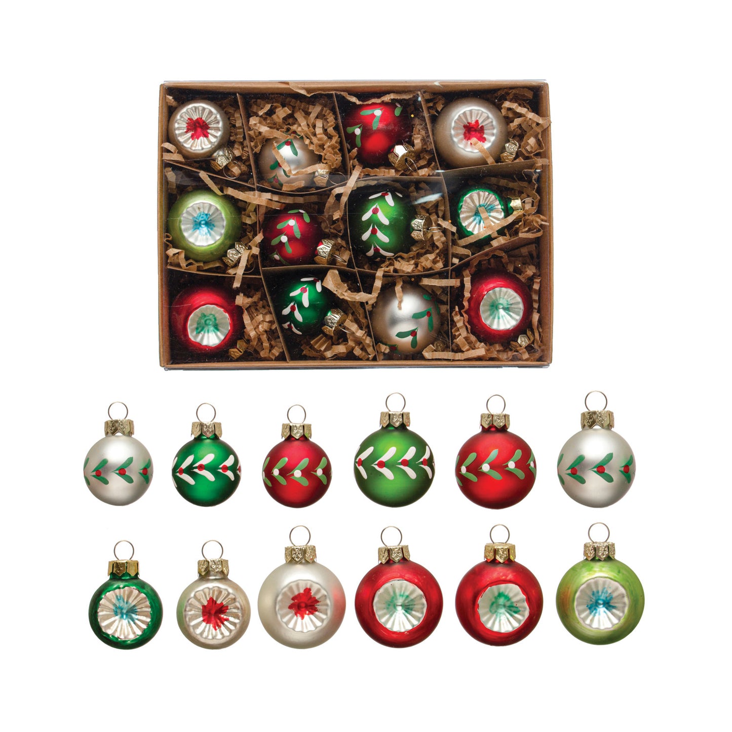 Hand-Painted Glass Ornament Set