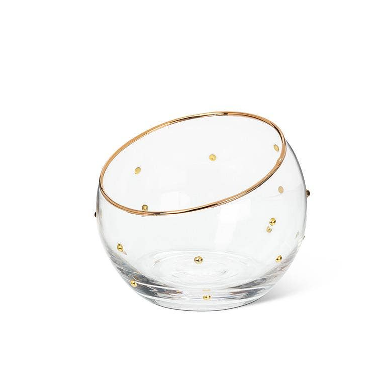 Angled Bowl with Gold Dots