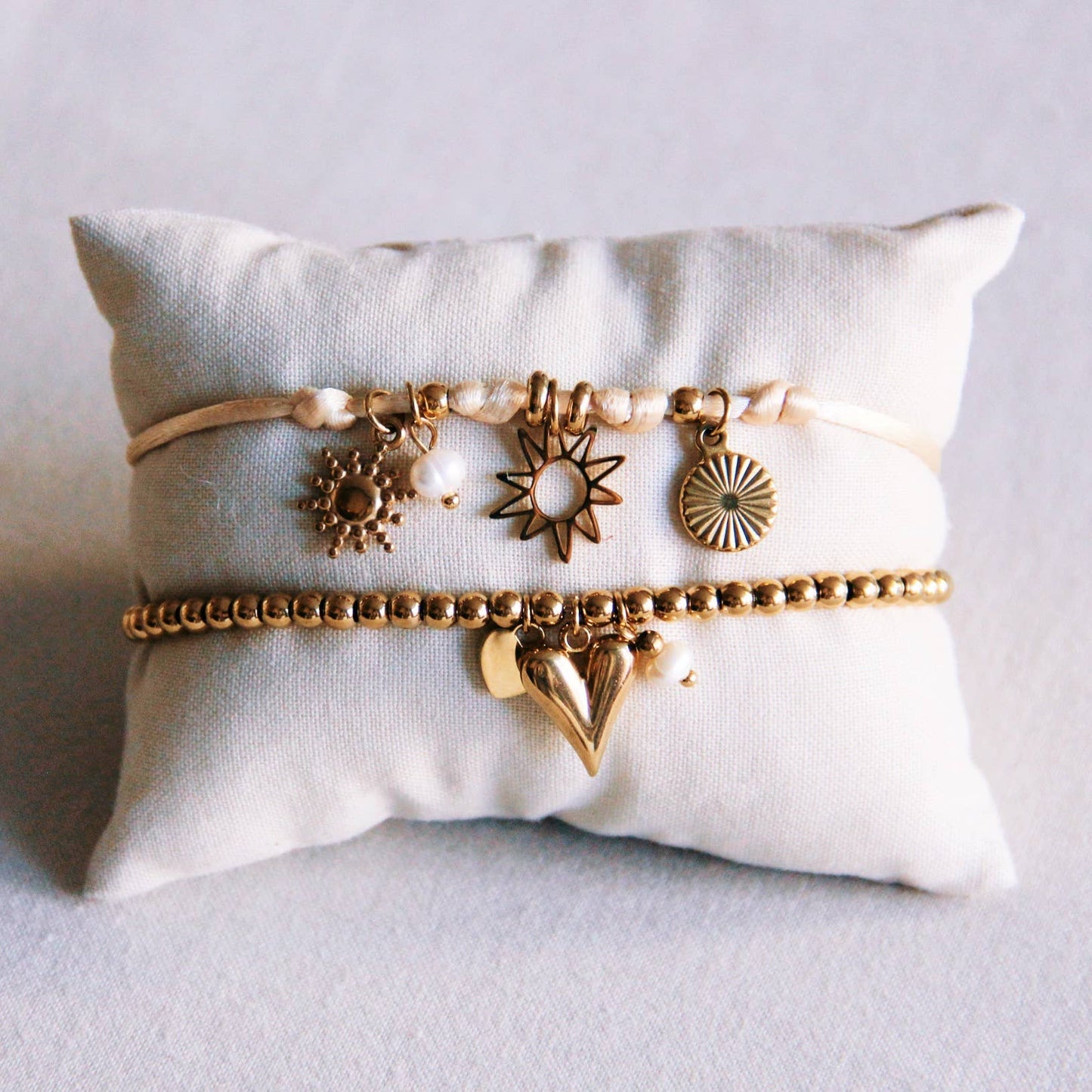 Gold Heart Bracelet + Pearl