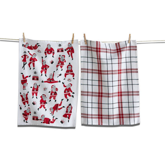 Christmas Oh What Fun Santa Dishtowel Set of 2