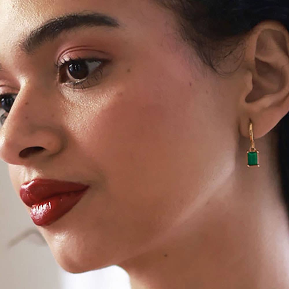 Emerald Huggie Hoops