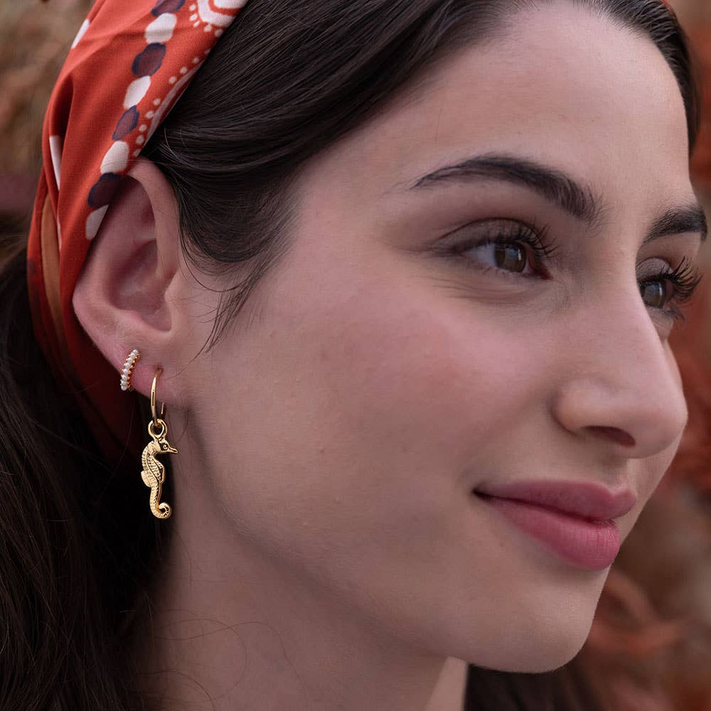 Tiny Pearl Huggie Hoops