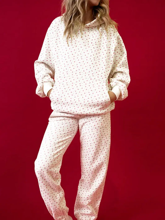 Floral Kangaroo Pocket Hoodie Set