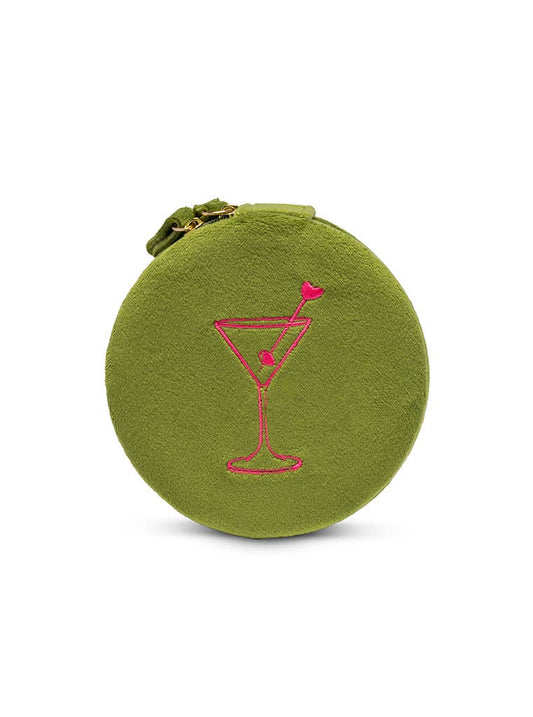 Olive Velvet Jewelry Zip Case