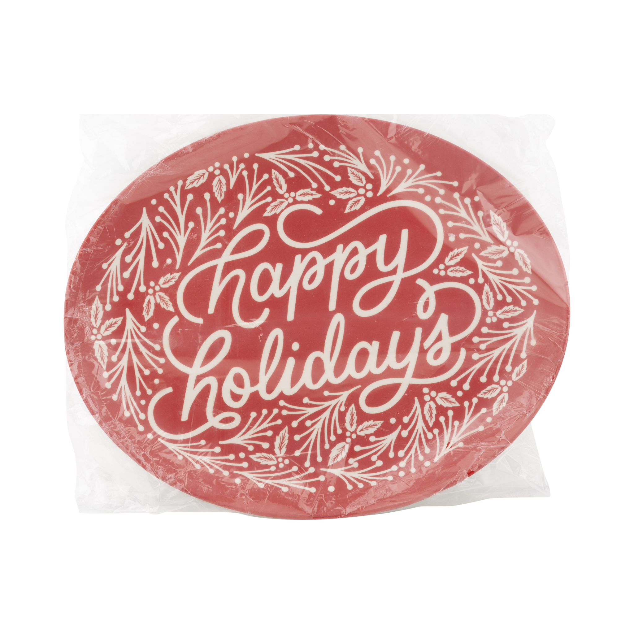 Happy Holidays Oval Bamboo Tray