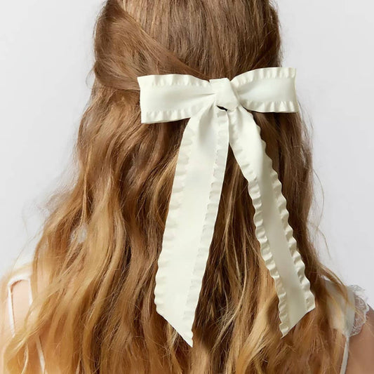 Ruffle Ribbon Bow Hair Clip