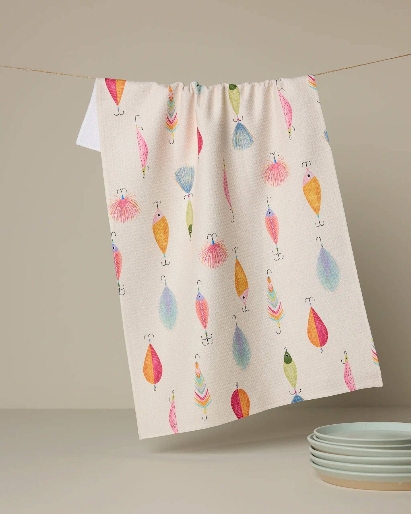 Geometry Fishing Lures Luxe Tea Towel