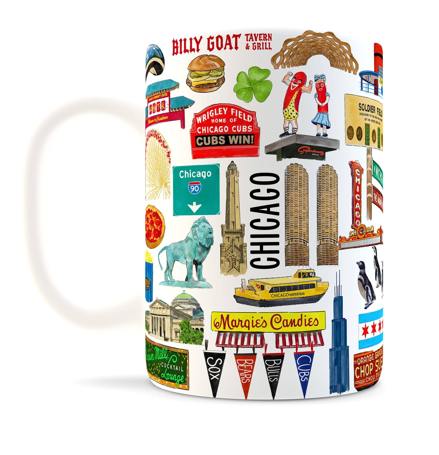 Iconic Chicago Watercolor Ceramic Mug