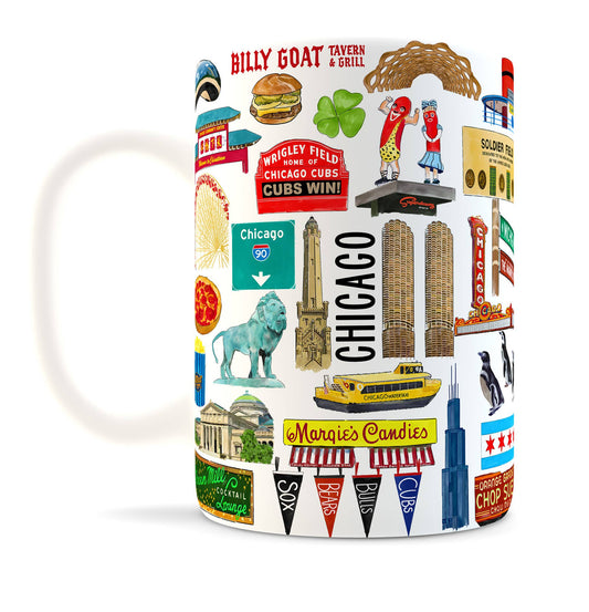 Iconic Chicago Watercolor Ceramic Mug