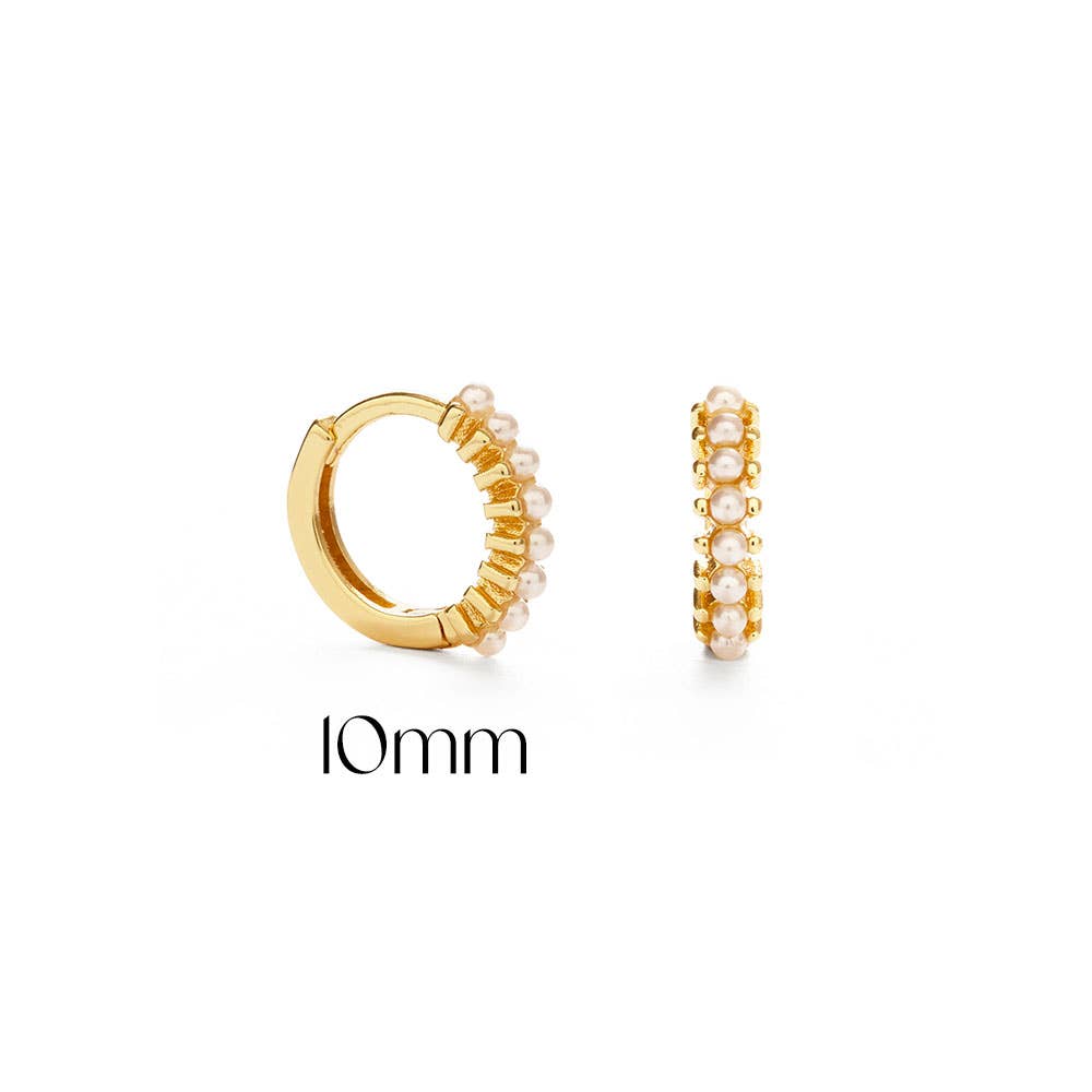 Tiny Pearl Huggie Hoops