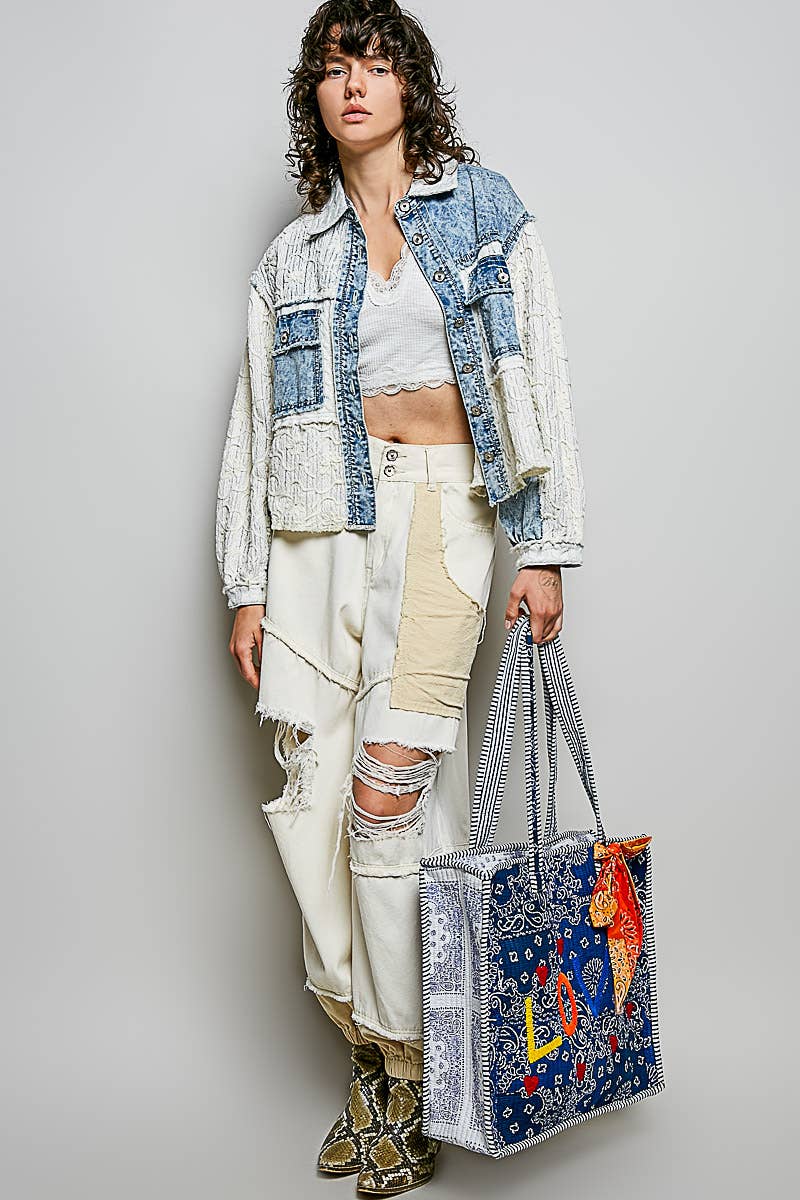 Quilted Paisley LOVE Tote Bag