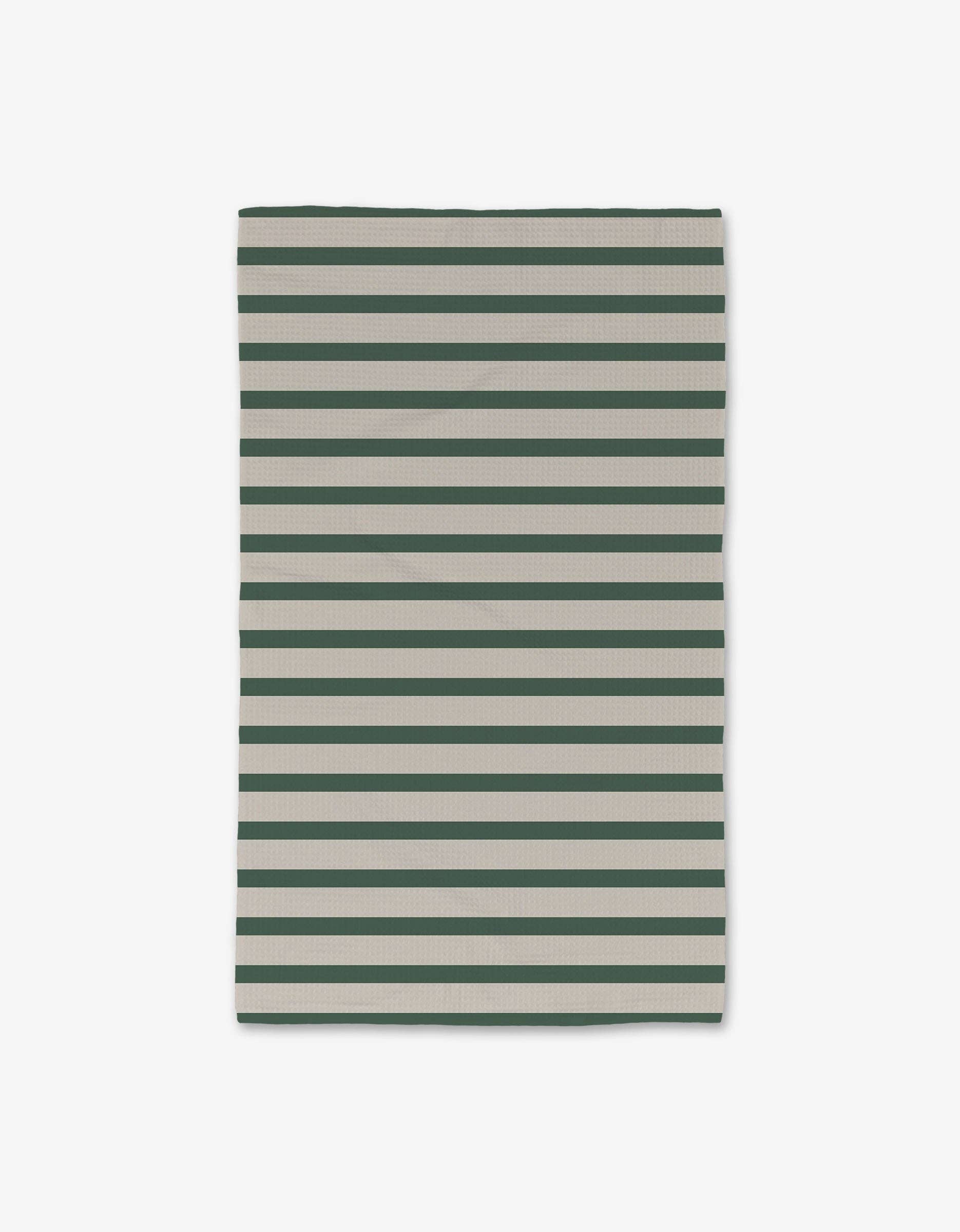 Geometry Deep Green Stripes Luxe Hand Towel