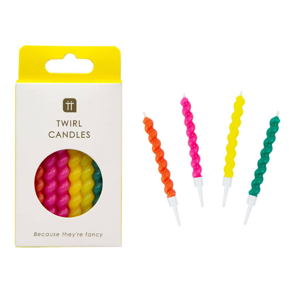 Talking Tables USA - Home, Birthday, Games & Seasonal Decor - Twirl Birthday Candles - 8 Pack | Cake Candles |