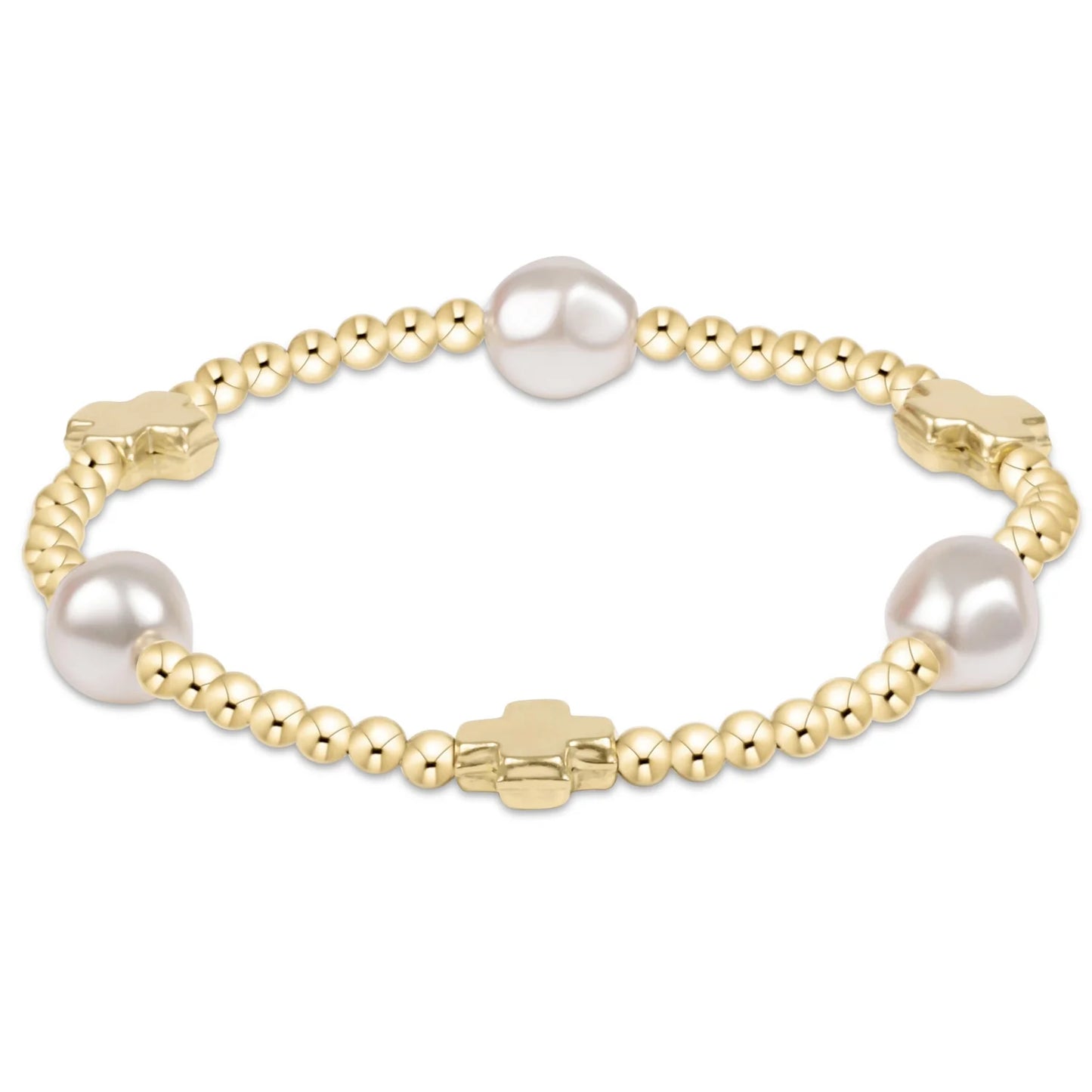 Enewton Signature Cross Admire Pearl Pattern 3mm Gold Bead Bracelet