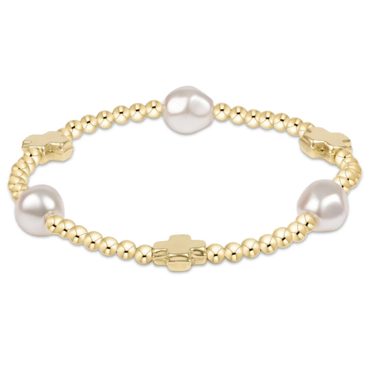 Enewton Signature Cross Admire Pearl Pattern 3mm Gold Bead Bracelet