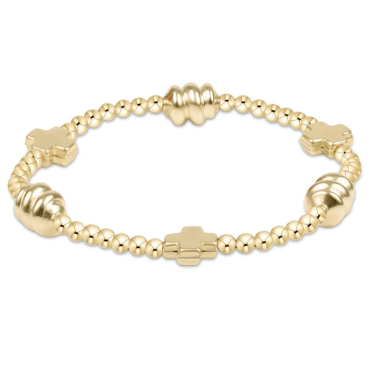 Enewton Signature Cross Admire Gold Pattern 3mm Bead Bracelet