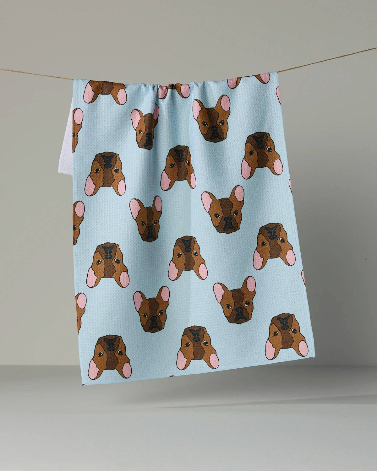 Geometry Frenchie Faces Tea Towel