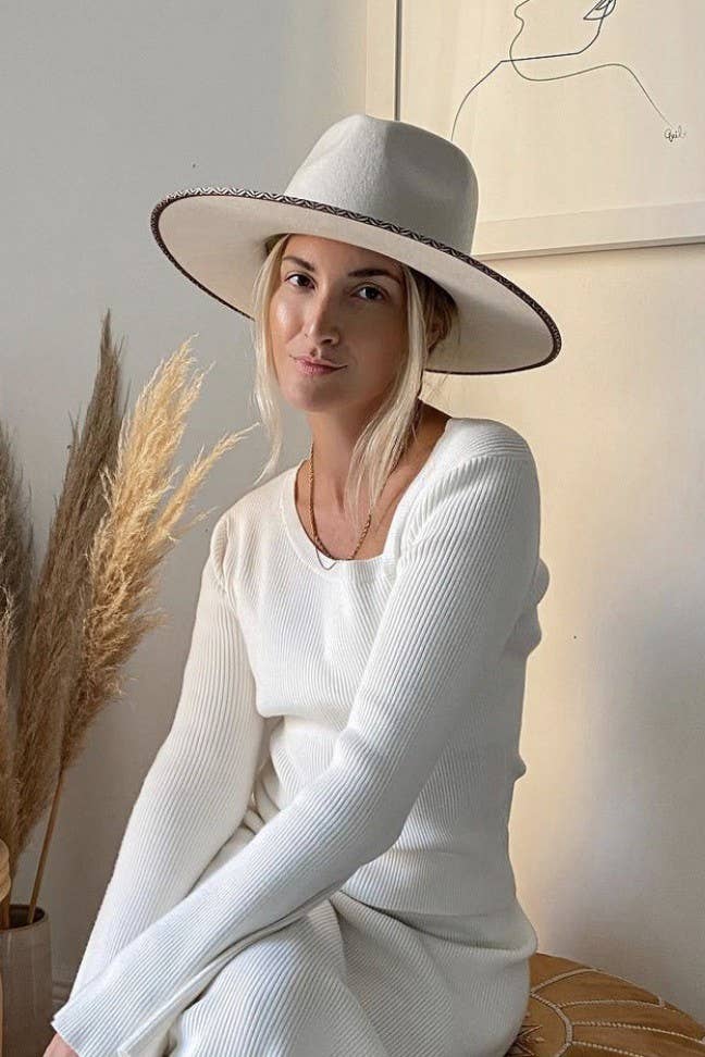 Avril Tribal Wool Wide Brim Hat