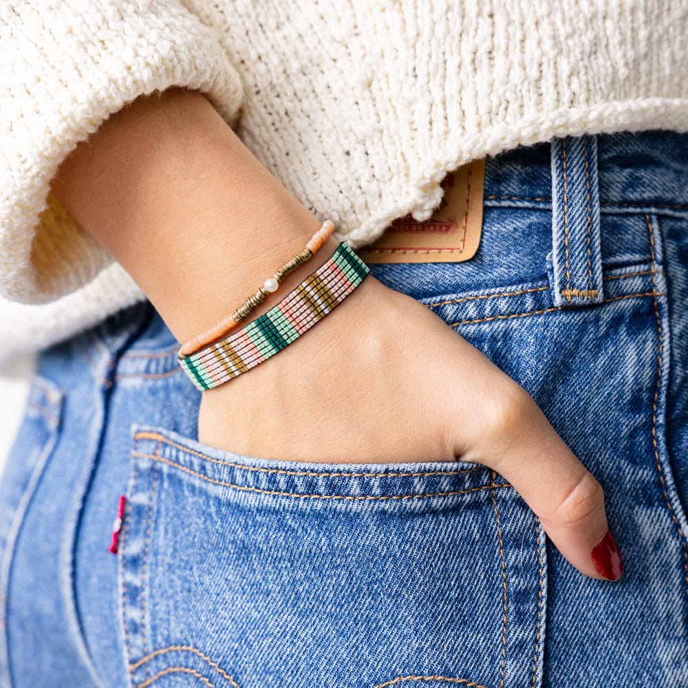 Alex Vertical Stripes Beaded Stretch Bracelet
