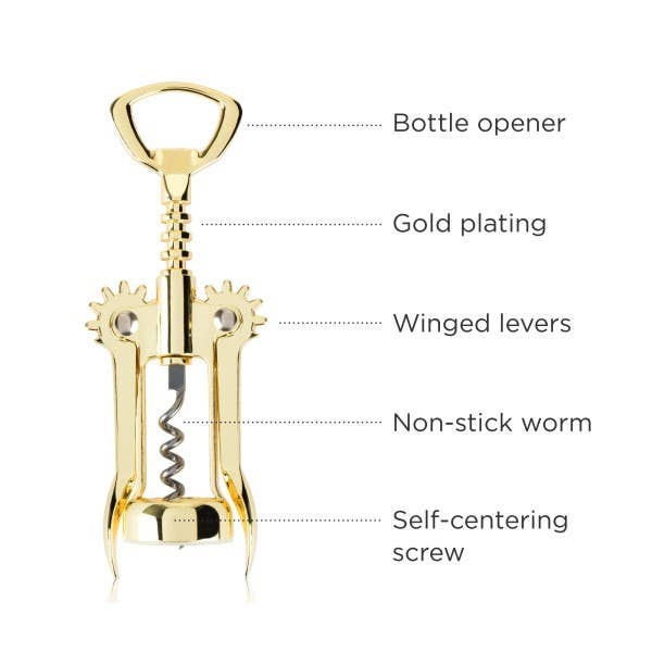 Gold Corkscrew & Bottle Opener