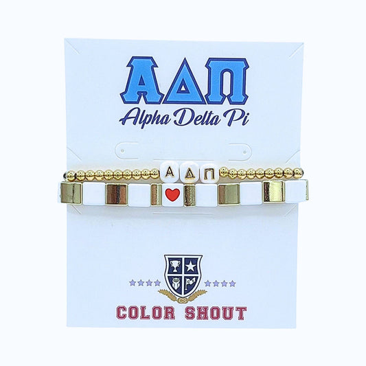 ADPi Sorority Greek Letter Bracelet Stack