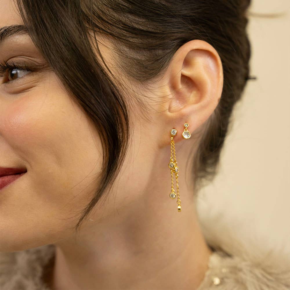 Swishy Chain Stud Drop Earrings