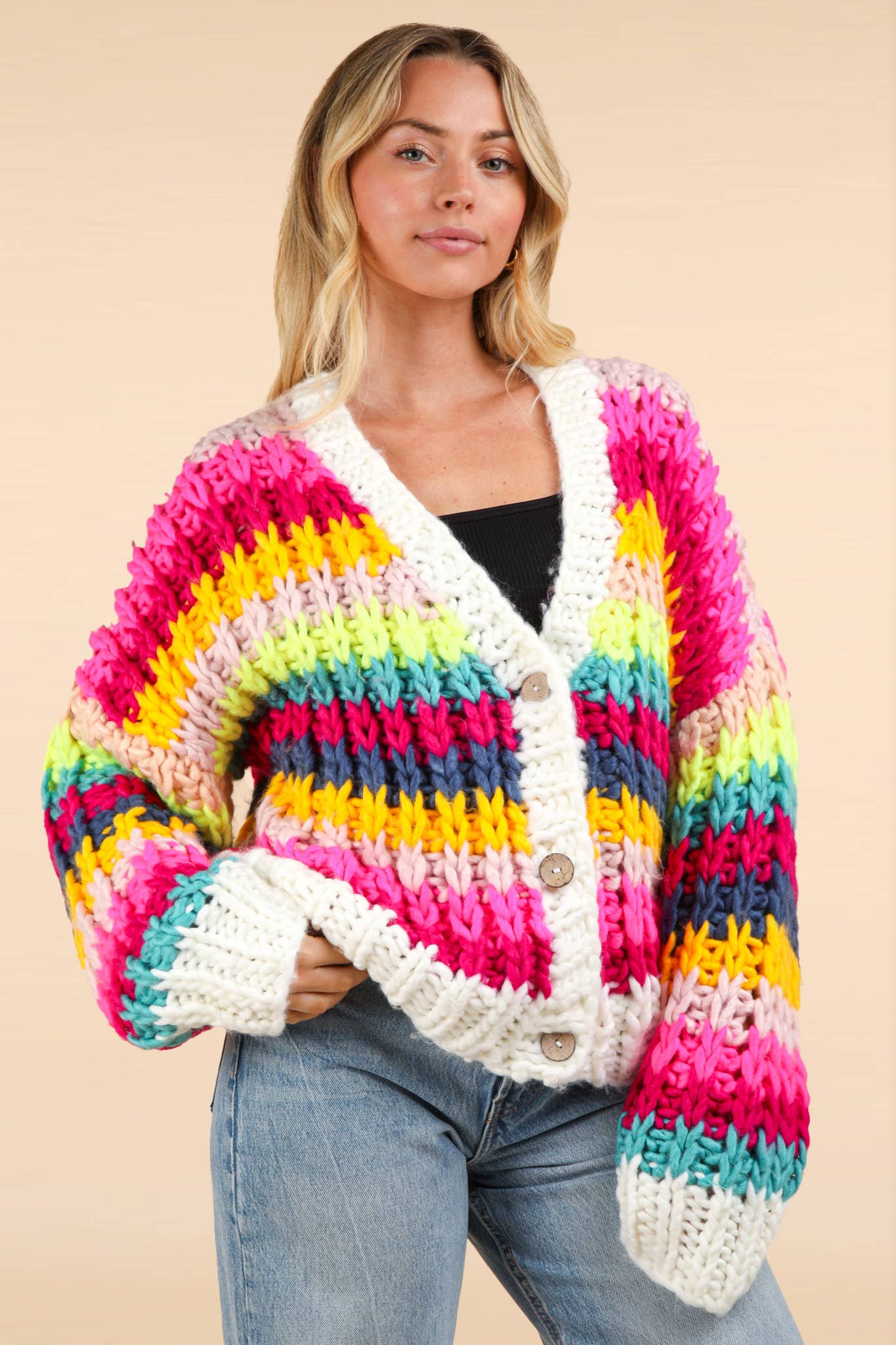 Multi Color Chunky Knit Sweater