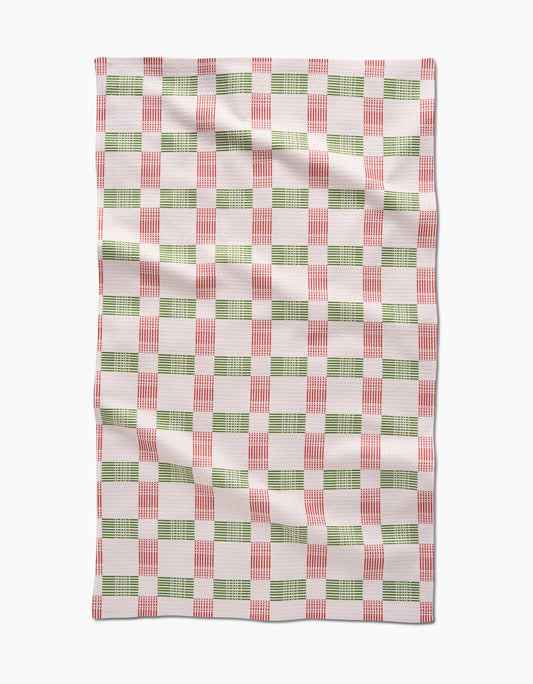Geometry Be Merry Plaid Tea Towel