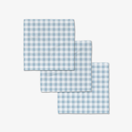 Geometry Blue Gingham Luxe Washcloth Set