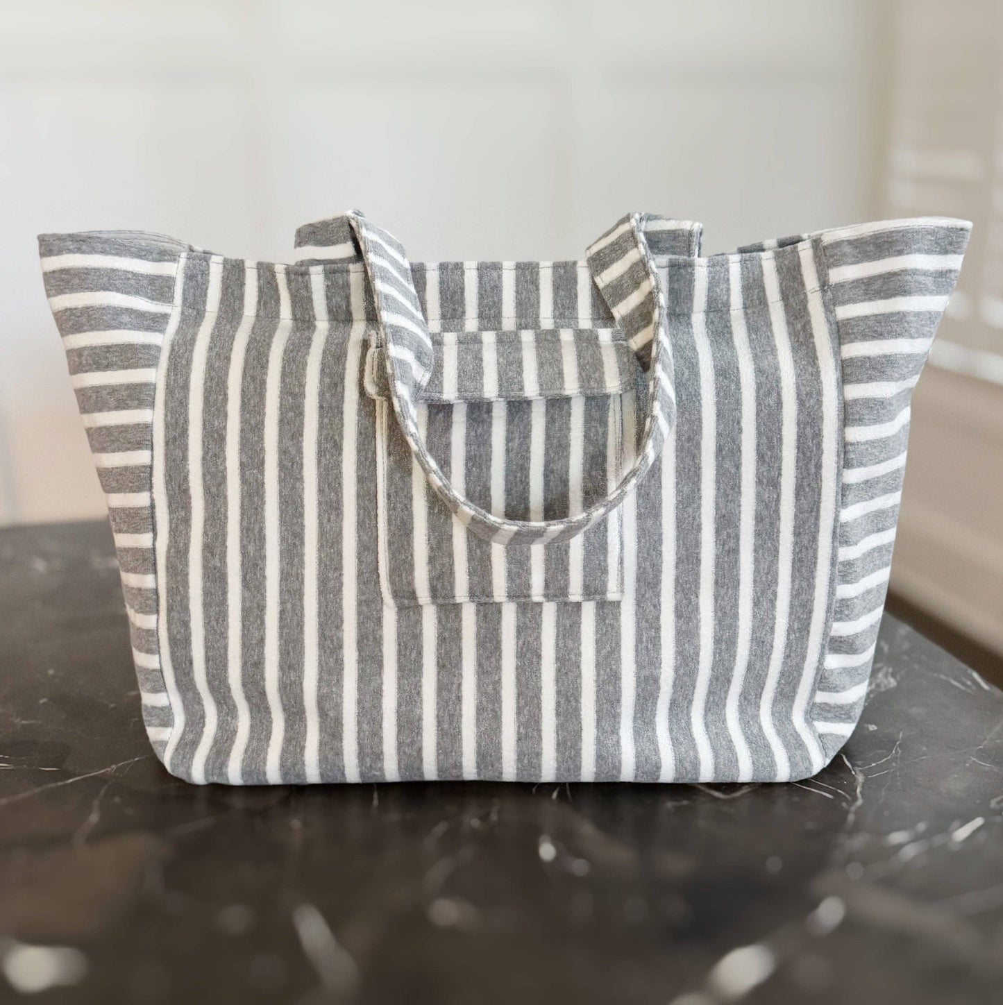 Striped Terry Cloth Carryall Striped Beach Bag
